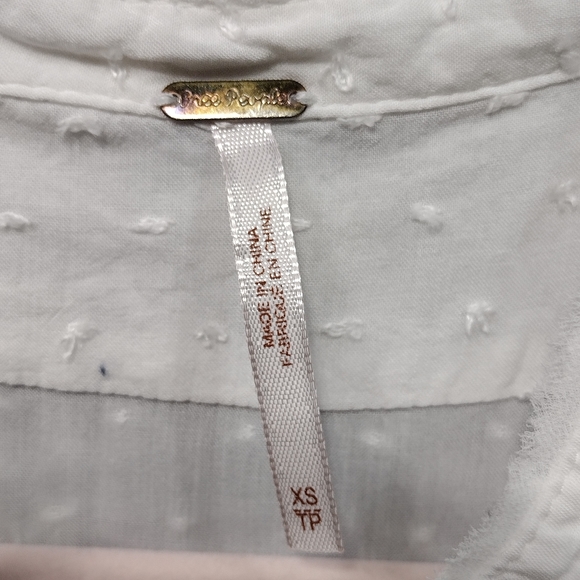 Free People Every Day Girl Shirt Women's XS White Lace Swiss Dot 90s Y2K - Picture 9 of 11